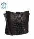 Čierna kožená crossbody kabelka s výrazným kroko vzorom KM031black GROSSO BAG