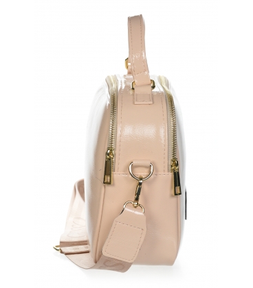 White-beige lacquered handbag with handle Grosso JCS0013whitebeige