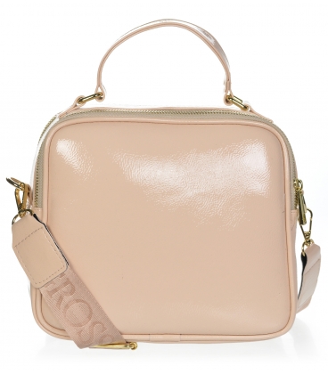 White-beige lacquered handbag with handle Grosso JCS0013whitebeige